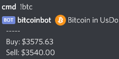 bitcoinbot returning a bitcoin price